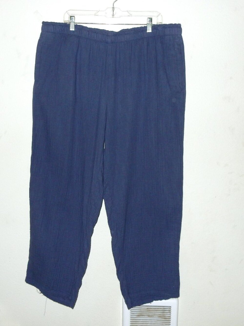 Women's Coldwater Creek blue gauze cotton pants 2xl XXL plus coastal summer
